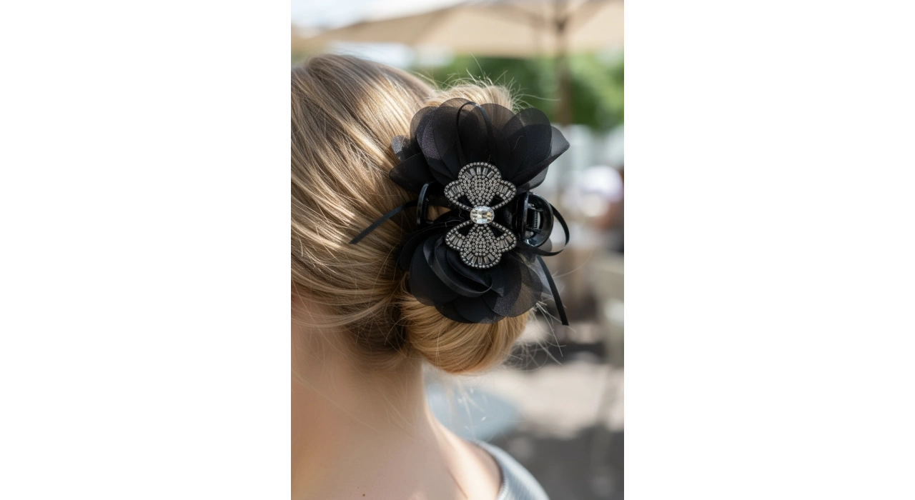 Siyah Renk Kelebek Figürlü Mandal Toka