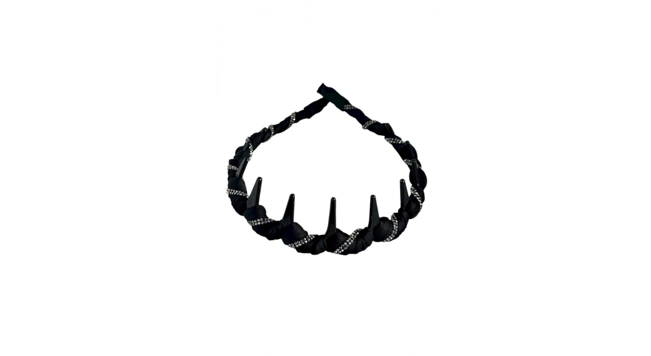 Siyah Renk Taş Detaylı Taraklı Taç