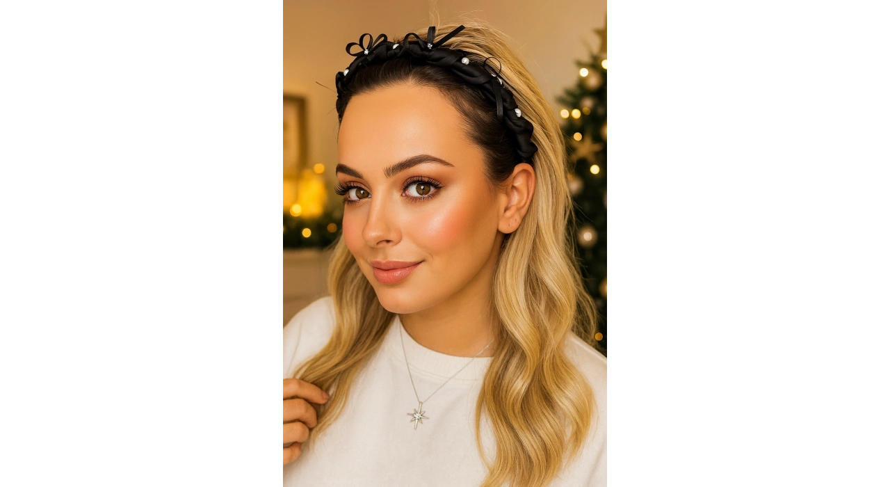 Siyah Renk Taş Ve İnci Detaylı Taraklı Taç