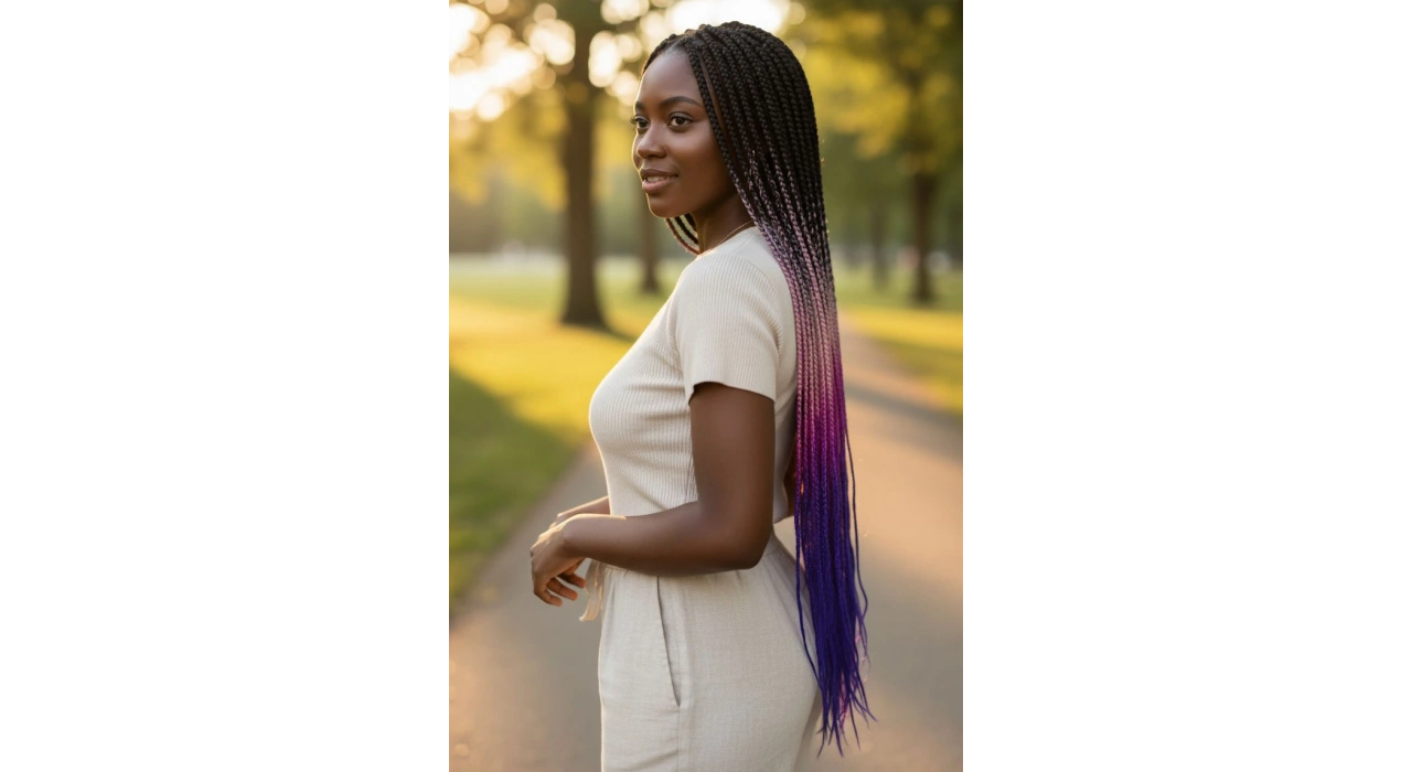 Siyah Üç Renk Ombreli Afrika Zenci Örgüsü Box Braid Sentetik Saç 60cm 100gr