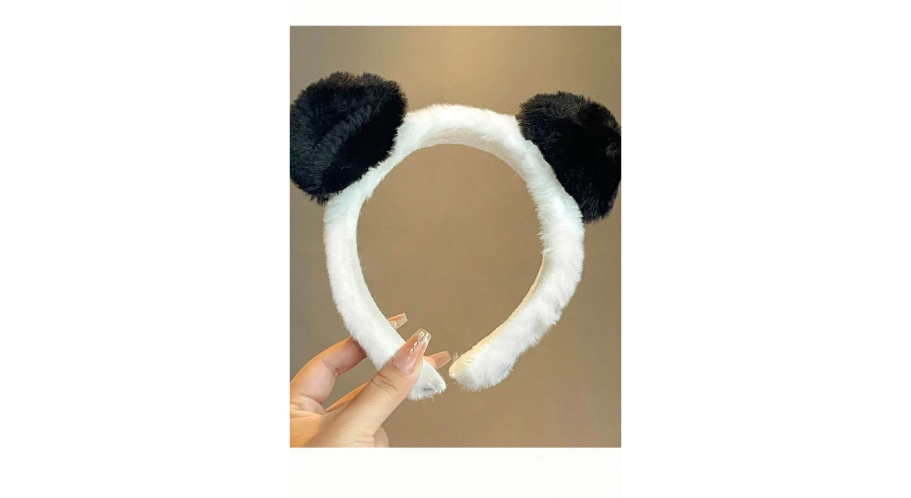 Siyah Ve Beyaz Renk Panda Figürlü Peluş Taç