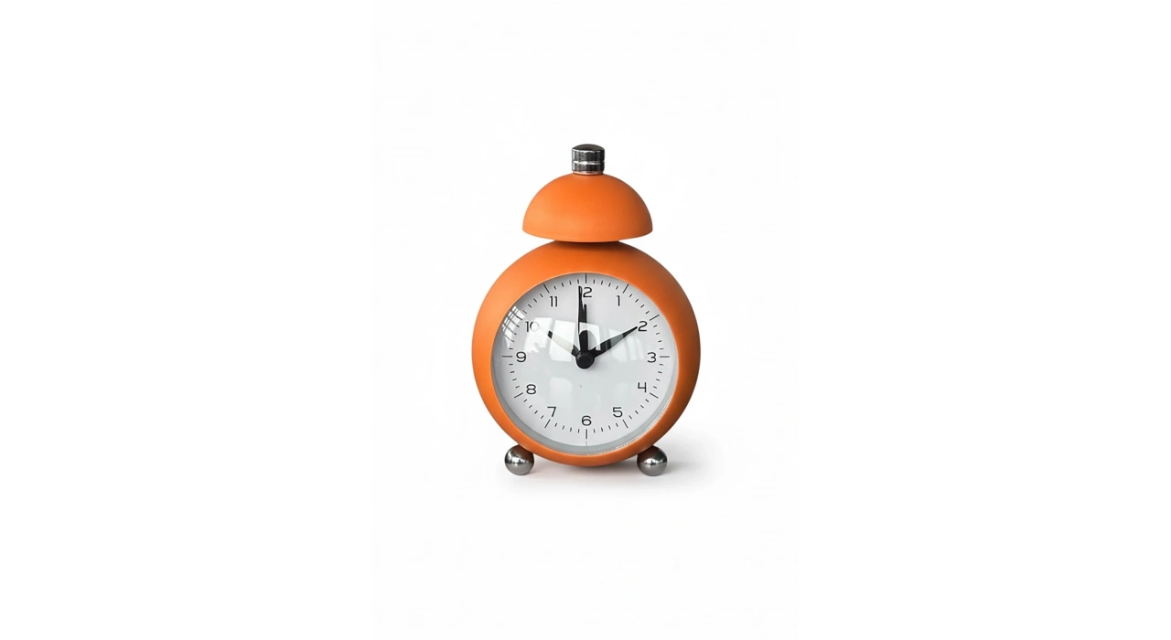 Turuncu Renk Mini Dekoratif Alarmlı Yuvarlak Masa Saati