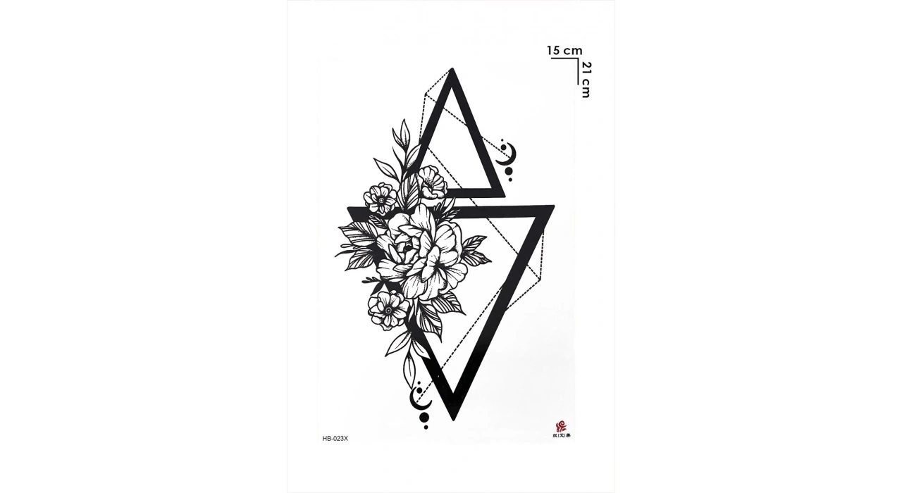 Üçgen ve Gül Geçici Dövme Tattoo