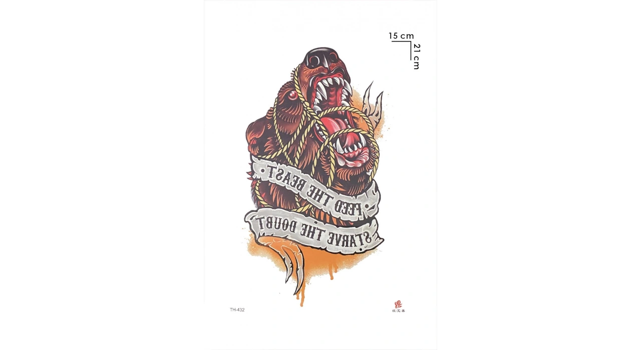 Vahşi Ayı Geçici Dövme Tattoo