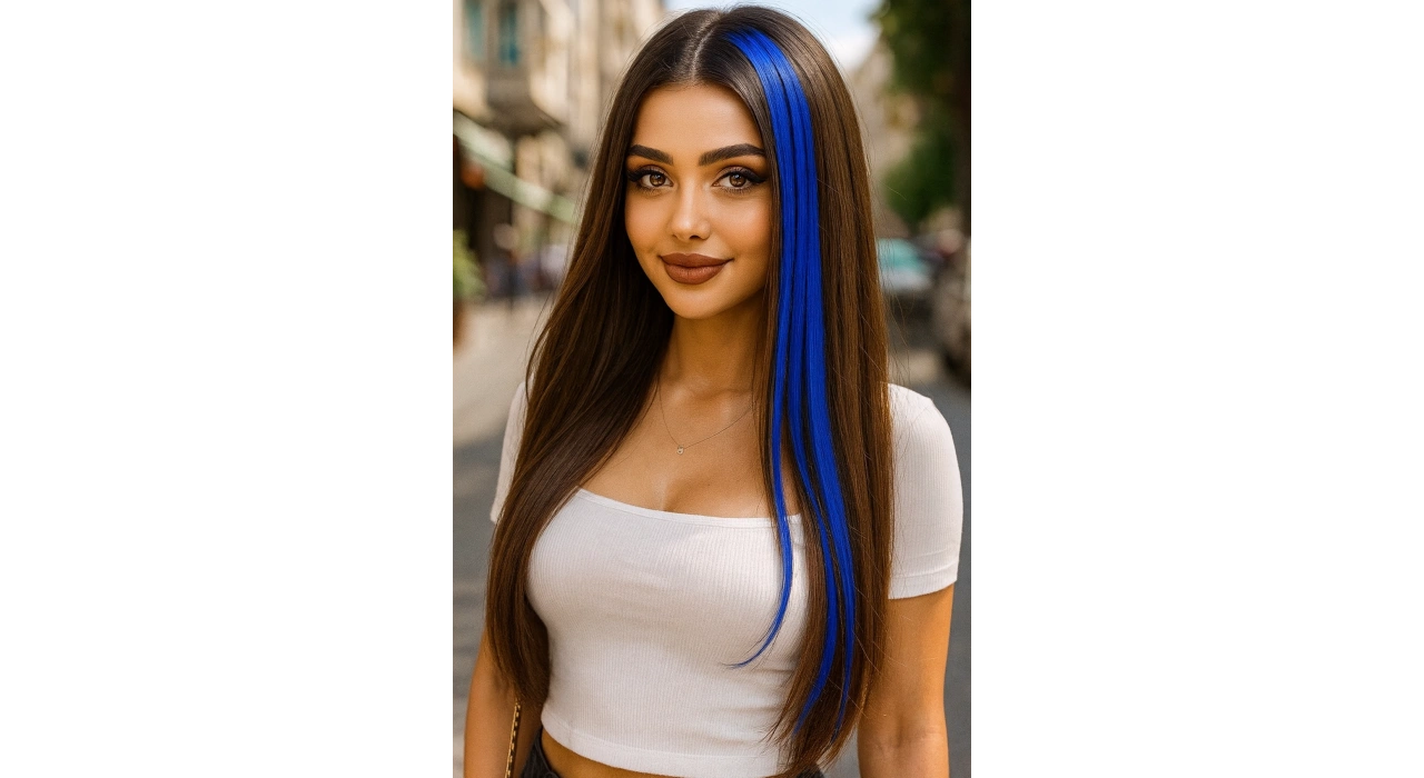 Yan Çıt Çıt Postiş / Lacivert Renk / 50 Cm