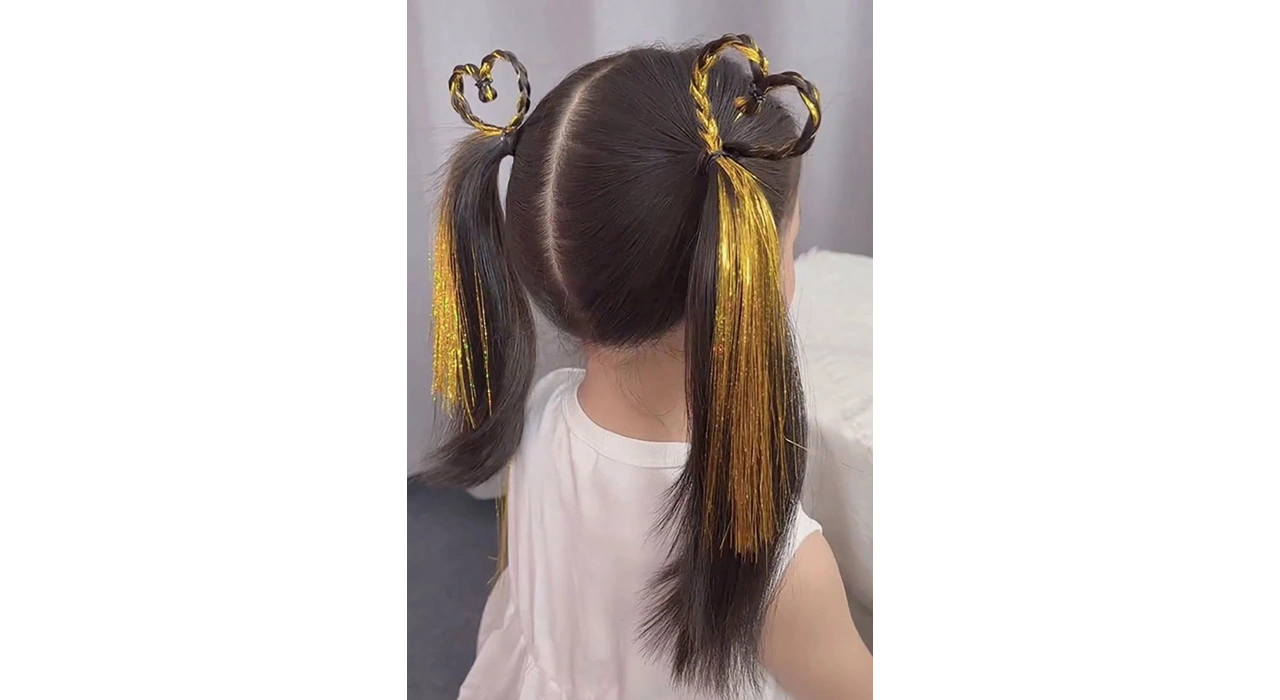 Yan Çıt Çıt Postiş / Simli Sarı / 50 Cm