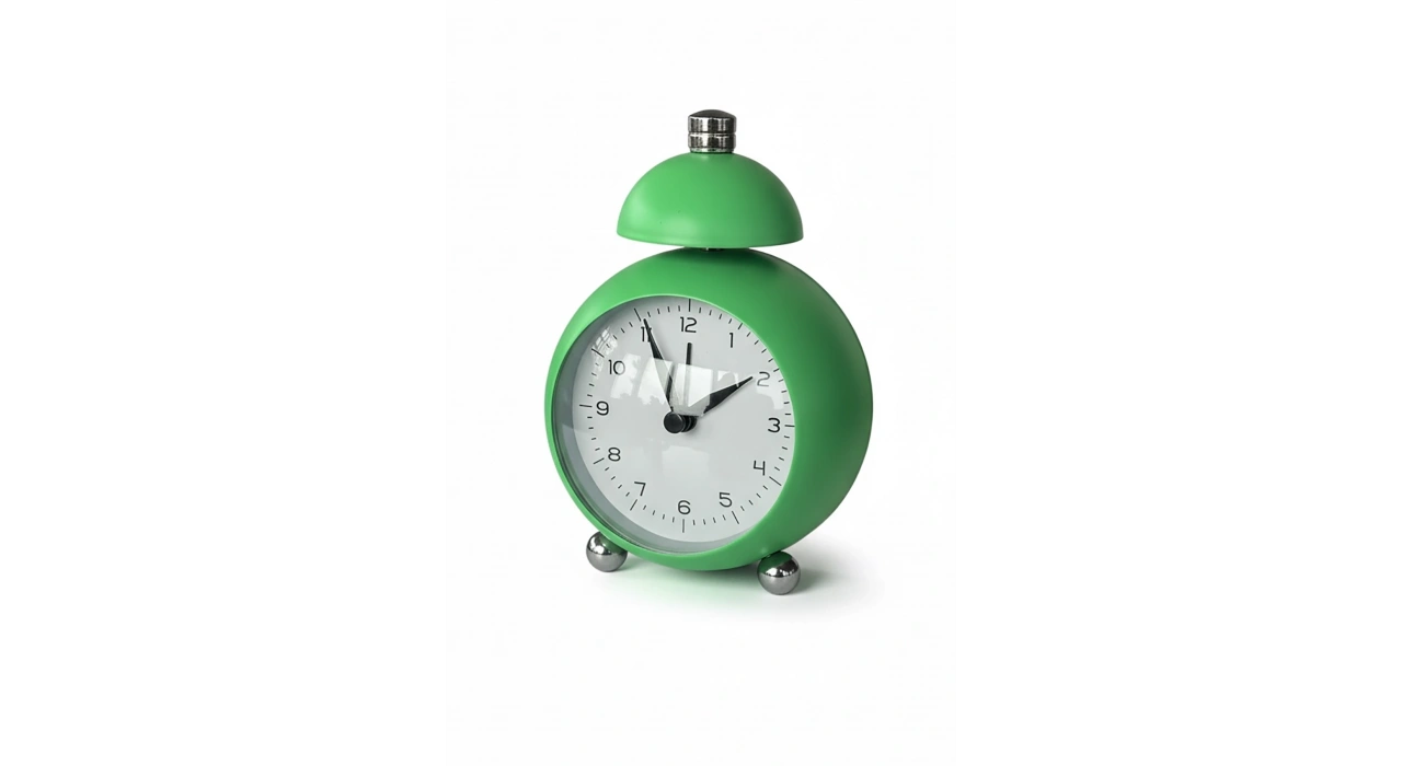 Yeşil Renk Mini Dekoratif Alarmlı Yuvarlak Masa Saati