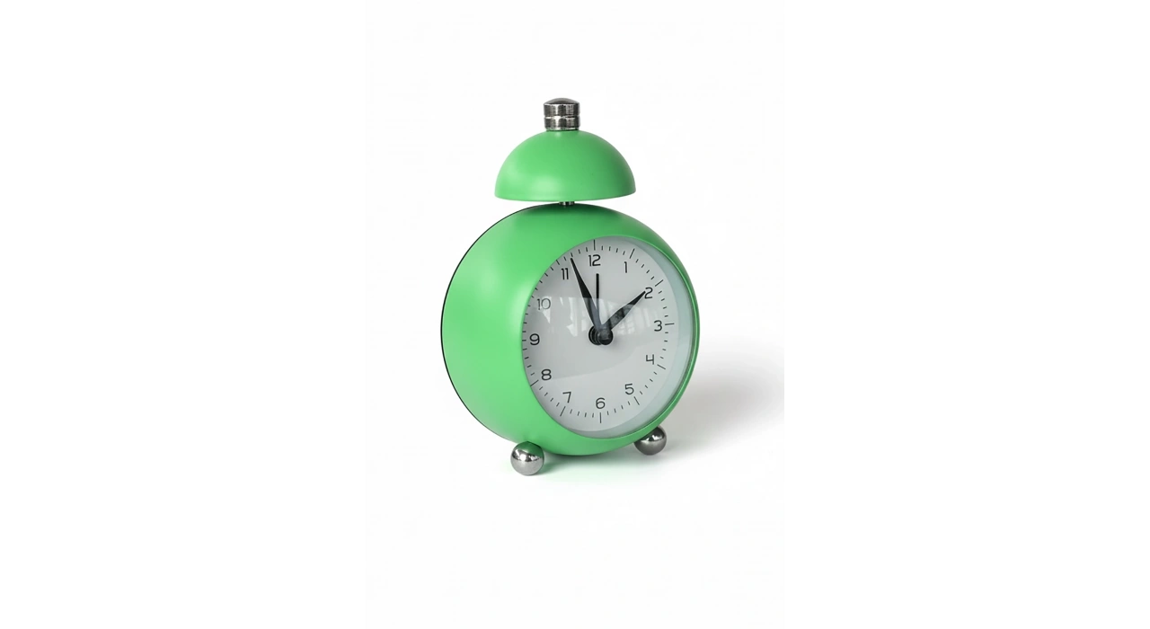 Yeşil Renk Mini Dekoratif Alarmlı Yuvarlak Masa Saati