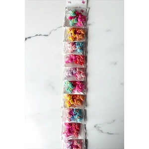 10lu Karışık Renk Ayıcık Figürlü Lastik Toka Ve Yan Toka Set