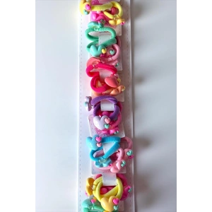 10lu Karışık Renk Kalp Figürlü Lastik Toka Set