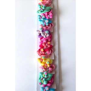 10lu Karışık Renk Kelebek Figürlü Lastik Toka Set