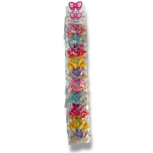 10lu Karışık Renk Kelebek Figürlü Yan Toka Set