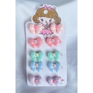 10lu Karışık Renk Kurdele Figürlü Lastik Toka