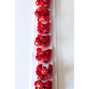 10lu Kırmızı Renk Uğur Böceği Figürlü Lastik Toka Set