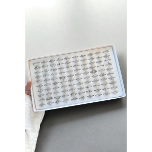 100lü Gümüş Renk Karışık Figürlü Ayarlanabilir Yüzük Set