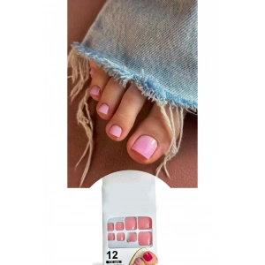 12li Açık Pembe Renk Takma Tırnak Set (Yapıştırıcılı)