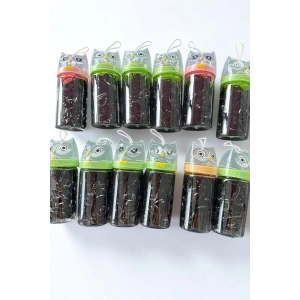 12li Baykuş Figürlü Siyah Renk Perma Lastik Toka Set