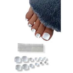 12li Beyaz Renk Ayak Takma Tırnak Seti