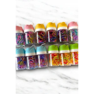 12li Gül Figürlü Karışık Renk Renk Perma Lastik Toka