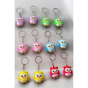 12li Karışık Renk Baykuş Figürlü Anahtarlık Seti