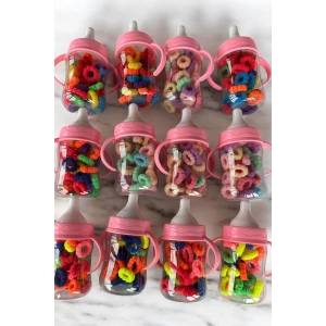 12li Karışık Renk Biberon Figürlü Havlu Toka Set