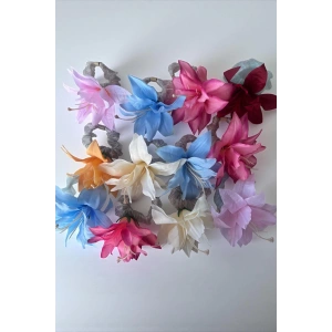 12li Karışık Renk Çiçek Figürlü Lastik Toka Set