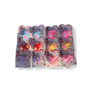 12li Karışık Renk Çiçek Figürlü Lastik Toka Set