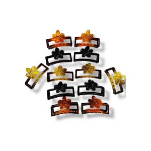 12li Karışık Renk Çiçek Figürlü Mandal Toka Set