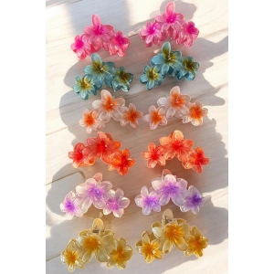 12li Karışık Renk Çiçek Figürlü Mandal Toka Set