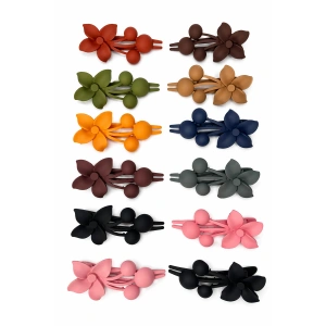 12li Karışık Renk Çiçek Figürlü Pens Toka Set