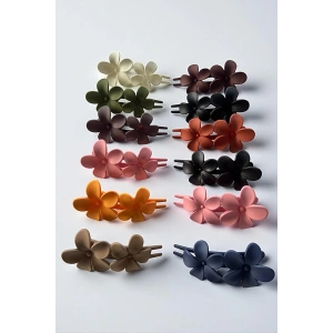 12li Karışık Renk Çiçek Figürlü Pens Toka Set