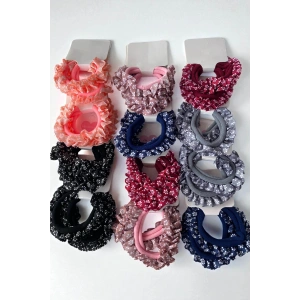 12li Karışık Renk Çiçek Figürlü Simit Toka Set