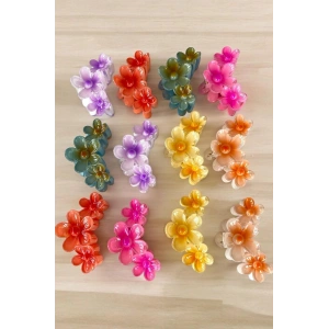 12li Karışık Renk Çiçek Figürlü Toka Set