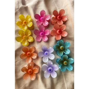 12li Karışık Renk Çiçek Figürlü Toka Set