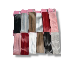 12li Karışık Renk Çizgi Detaylı Saç Bandı