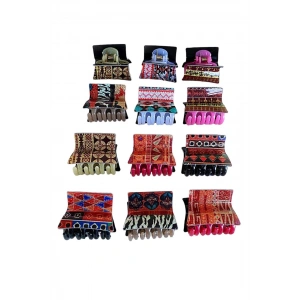 12li Karışık Renk Desenli Mandal Toka Set