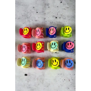 12li Karışık Renk Emoji Figürlü Mandal Toka Set