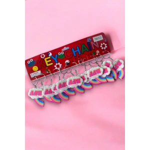 12li Karışık Renk Gökkuşağı Figürlü Anahtarlık Set