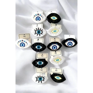 12li Karışık Renk Göz Figürlü Mandal Toka Set