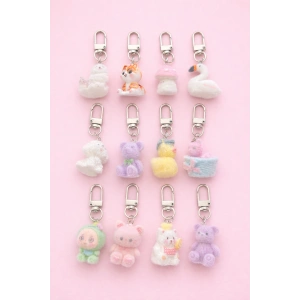 12li Karışık Renk Hayvan Figürlü Anahtarlık/ Charm Set