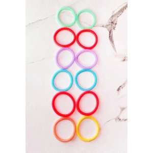12li Karışık Renk Helezon Lastik Toka Set
