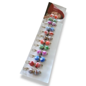 12li Karışık Renk İnci Detaylı Eşarp İğnesi /Broş