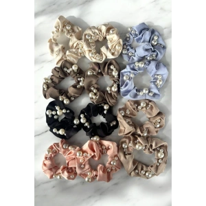 12li Karışık Renk İnci Detaylı Simit Toka Set