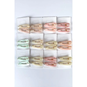 12li Karışık Renk İnci Detaylı Yan Toka Set