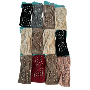 12li Karışık Renk İnci Ve Taş Detaylı Saç Bandı