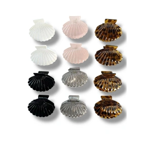 12li Karışık Renk İstiridye Figürlü Mandal Toka Set