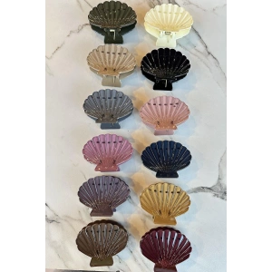 12li Karışık Renk İstiridye Figürlü Mandal Toka Set