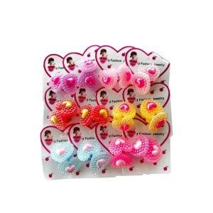 12li Karışık Renk Kalp Figürlü Lastik Toka Set