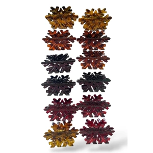 12li Karışık Renk Kar Tanesi Figürlü Mandal Toka Set