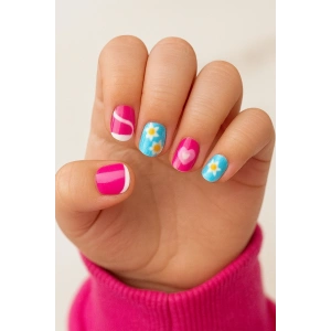 12li Karışık Renk Karışık Figürlü Çocuk Takma Tırnak